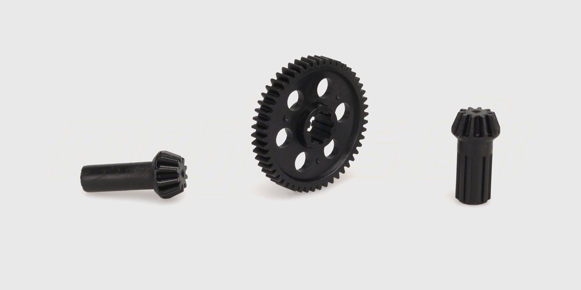 Sort spur gear og pinion gear i plast til Hurricane XL fjernstyret bil.