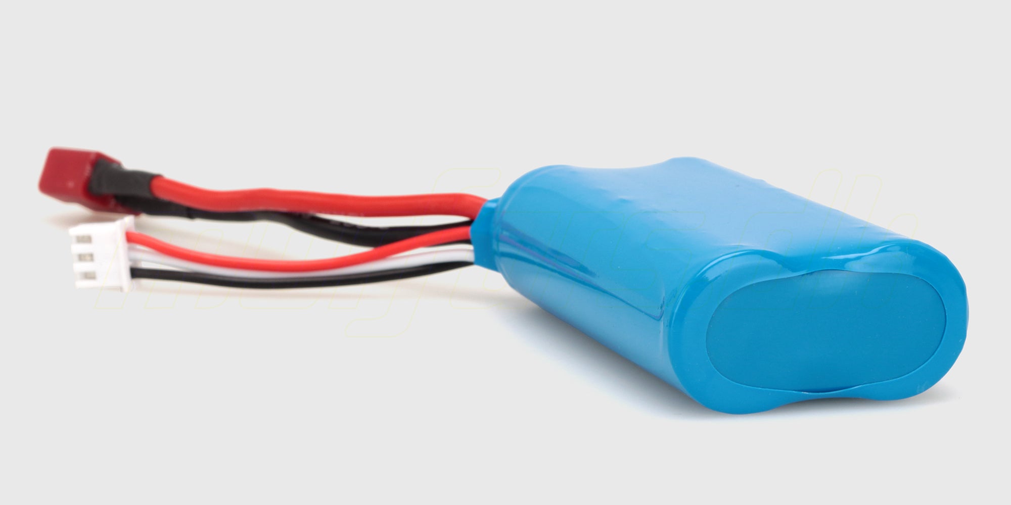 7,4V 2000mAh Li-ion batteri til fjernstyret bil med hvidt batteristik.