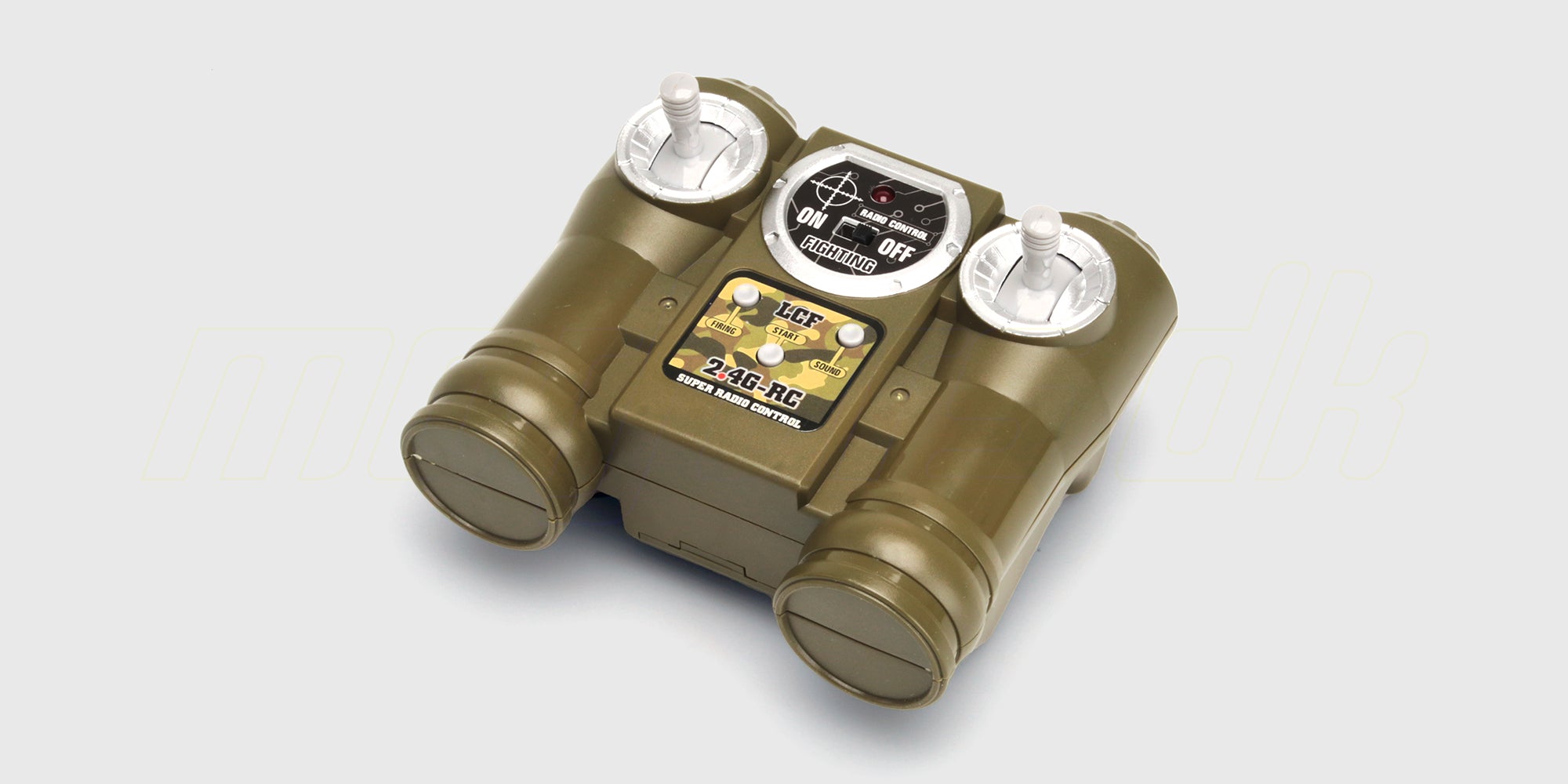 Sort fjernstyret Battle Tank fjernbetjening med joystick og knapper til styring af kampvogn.