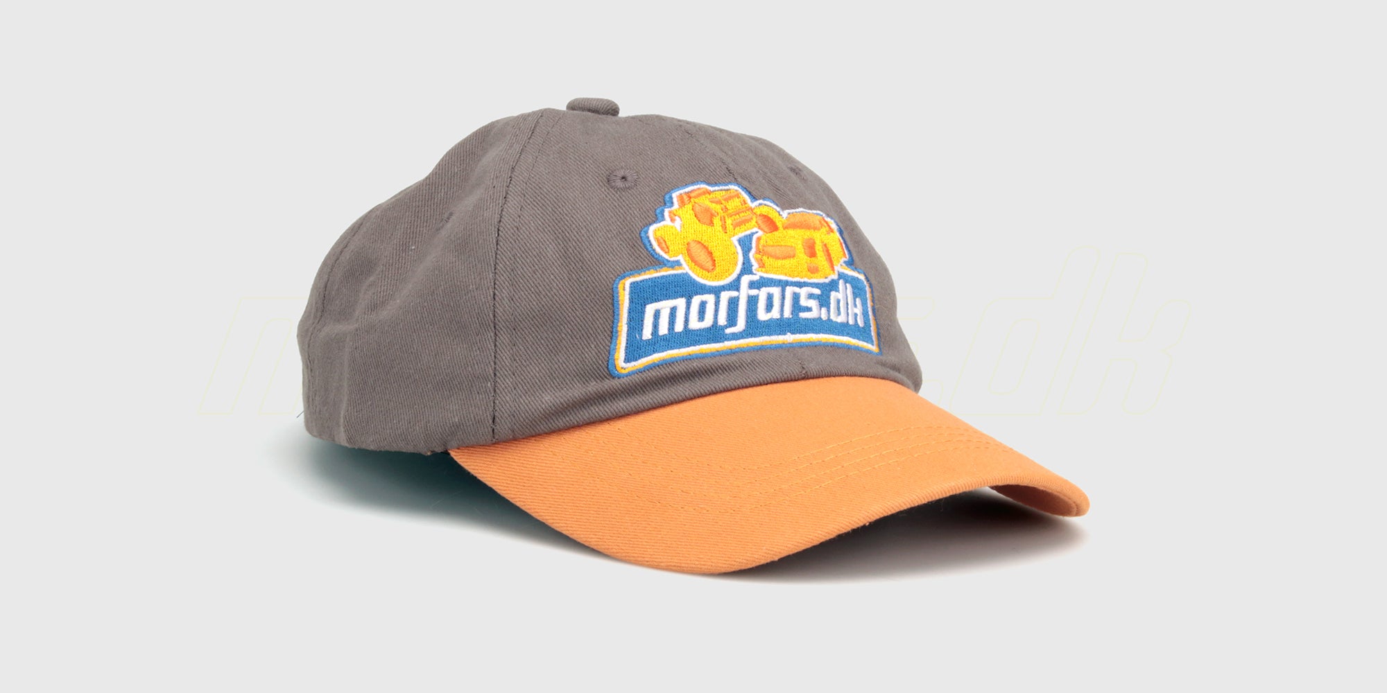 Sort Morfars.dk kasket med hvidt broderet MFRS logo på fronten og klassisk mesh-bagside.