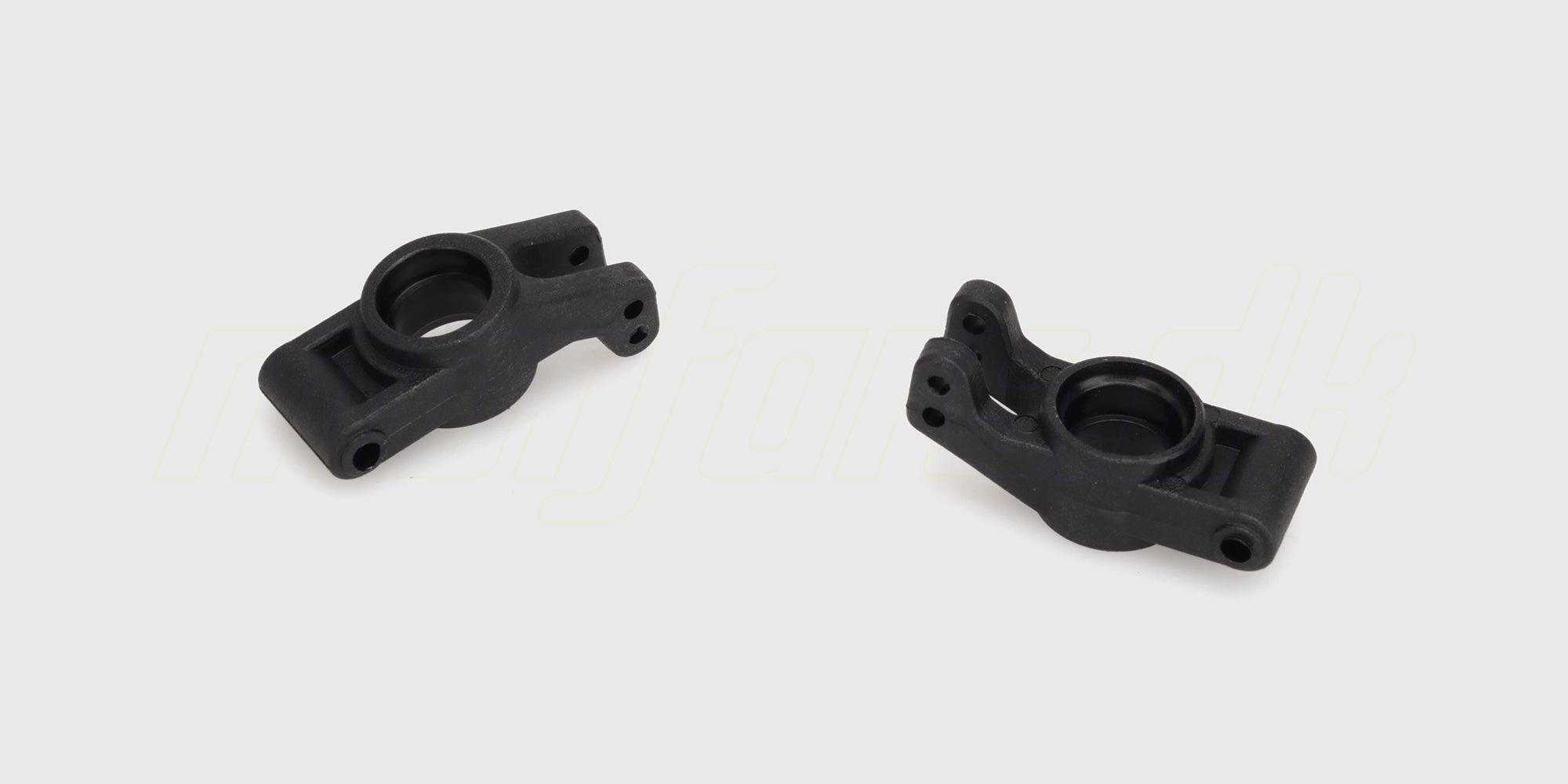 Sorte MJX HyperGo rear hubs reservedele til baghjulsophæng på en fjernstyret bil.