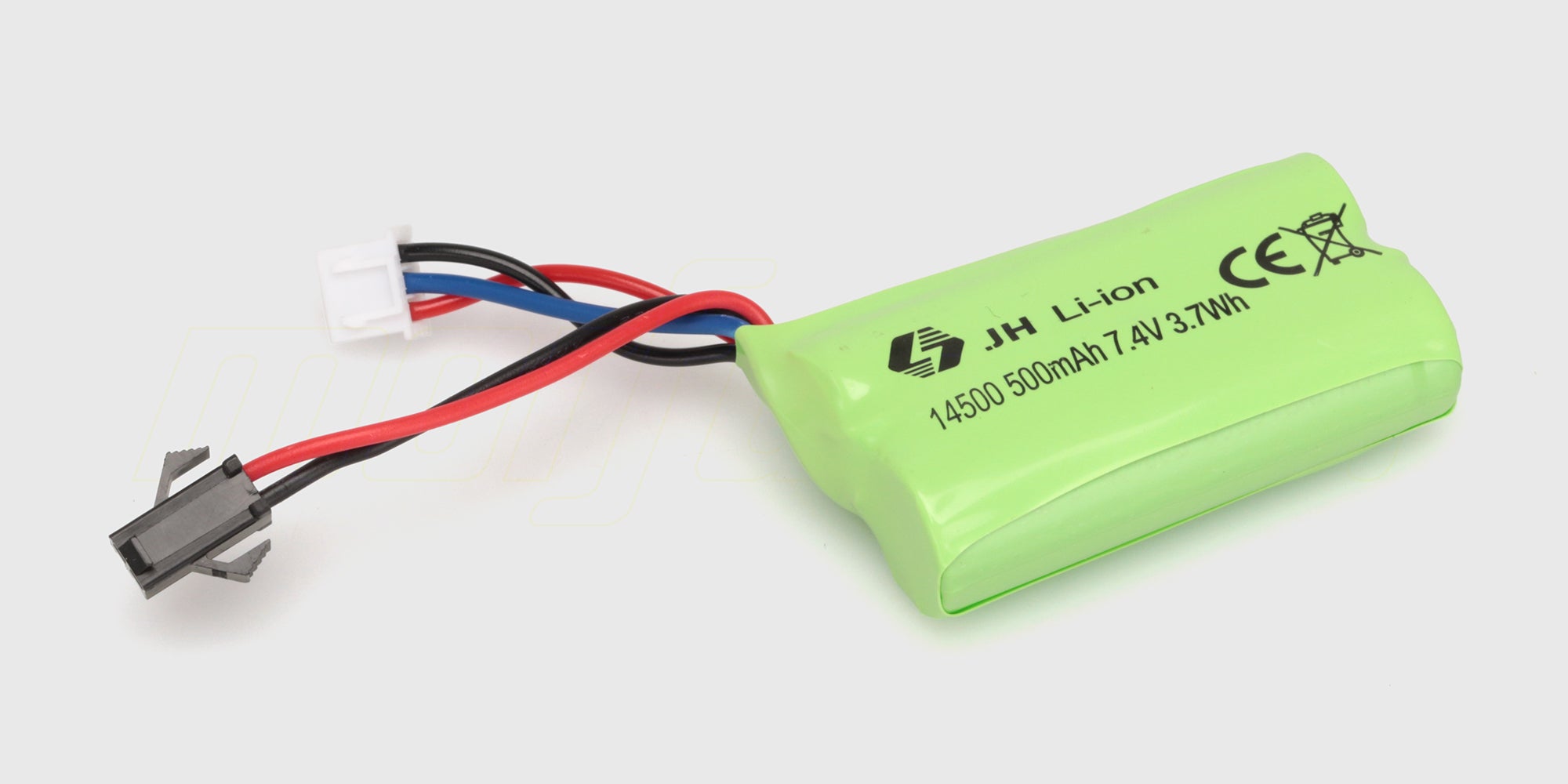 Lille batteripakke med stik og sort ledning til BTD Drifter fjernstyret bil.