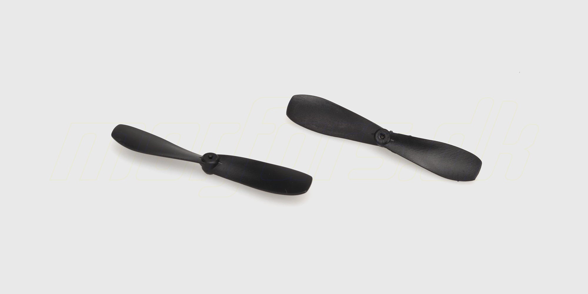 To sorte propeller i plastik til Mini Glider fjernstyret fly.