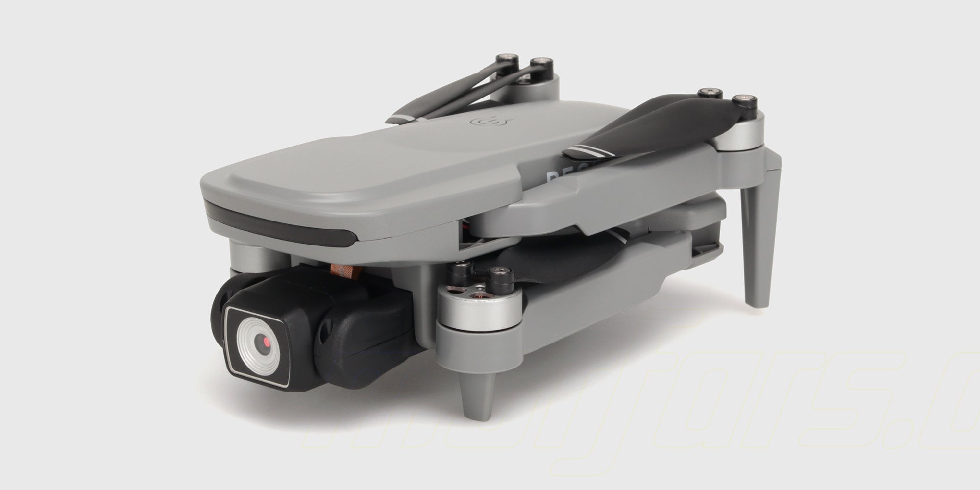 Grå Drone Recon XV1 i sammenfoldet tilstand for nem transport og opbevaring.