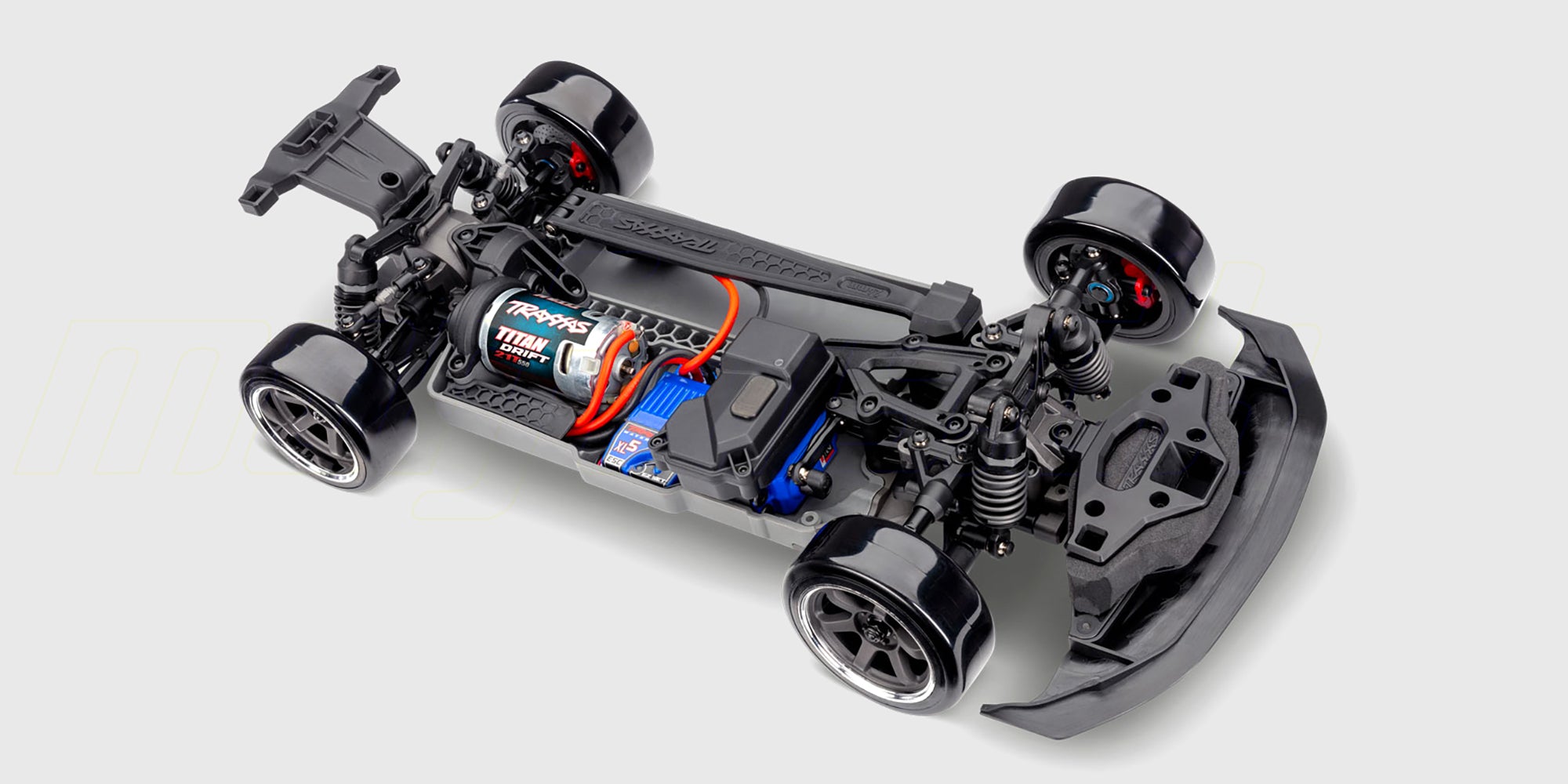 Mustang 4-Tec Drift fjernstyret bil med detaljeret karrosseri og dæk designet til præcis drifting.