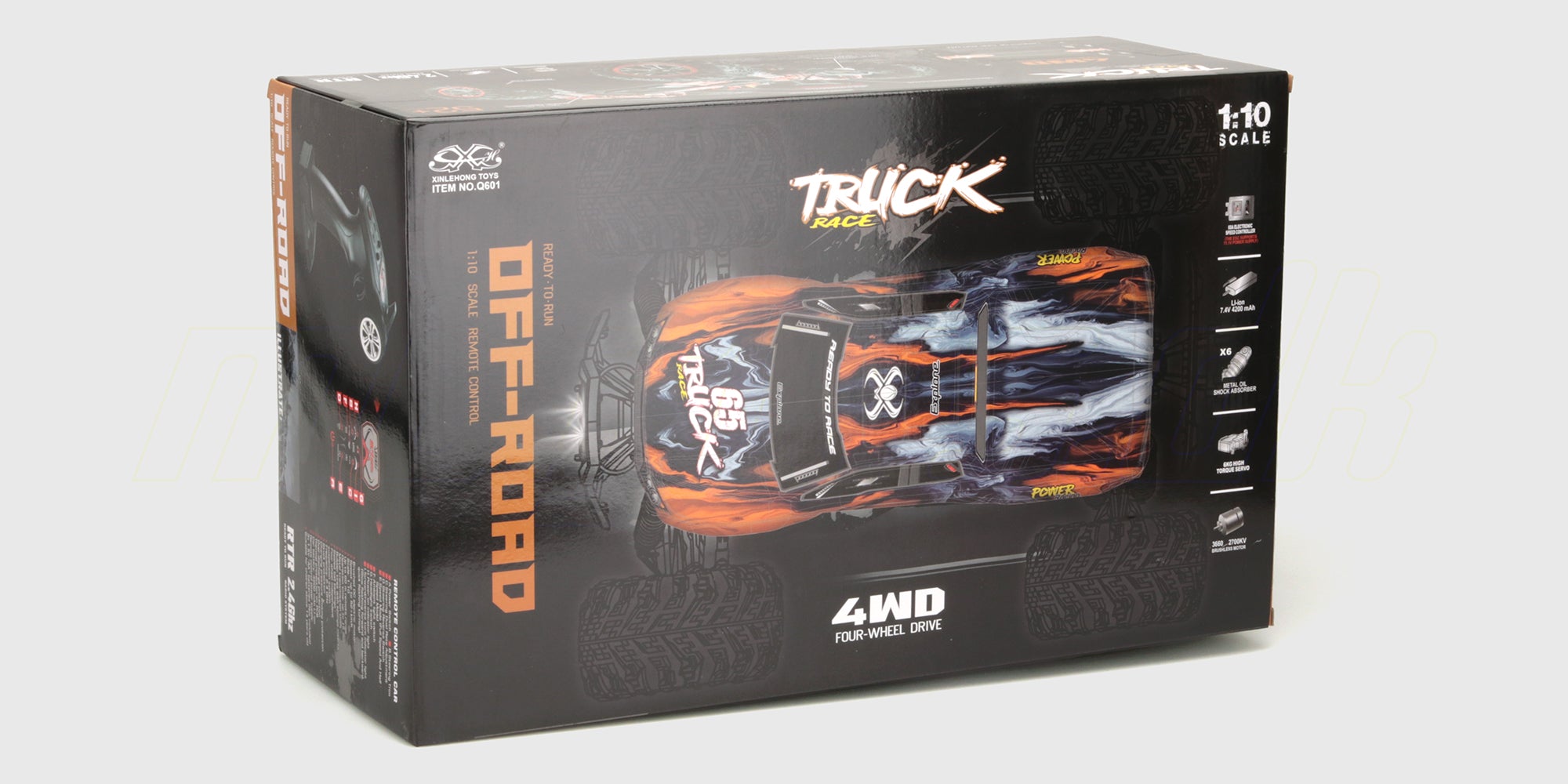 XLH Race Truck i original emballage med fjernstyring, batteri og lader klar til brug.