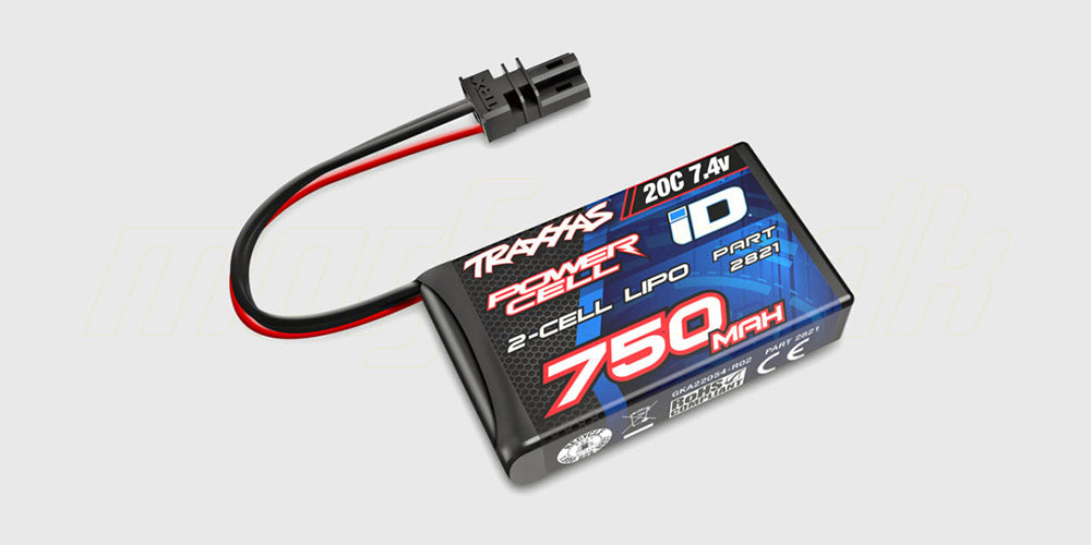 Traxxas LiPo 750 mAh 7,4V batteri med iD-stik til TRX-4M fjernstyrede biler.