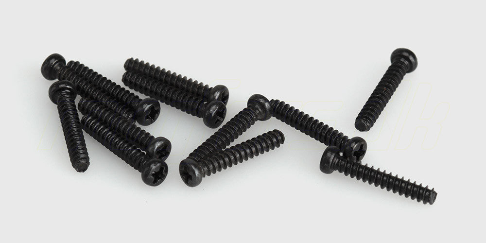 Sæt med rundhovedet selvskærende skruer i størrelsen 2.6x15 mm til fjernstyret bil.