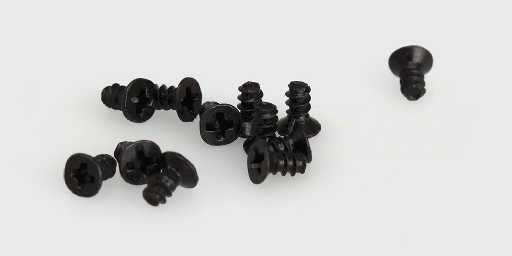 Lille undersænket selvskærende skrue (2x5 mm) til montering af reservedele i fjernstyrede biler.