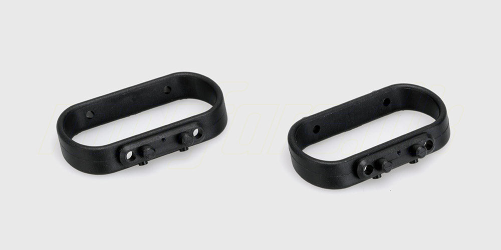 To sorte anti-collision connecting rings i plast til Spirit XL fjernstyret bil vist på hvid baggrund.