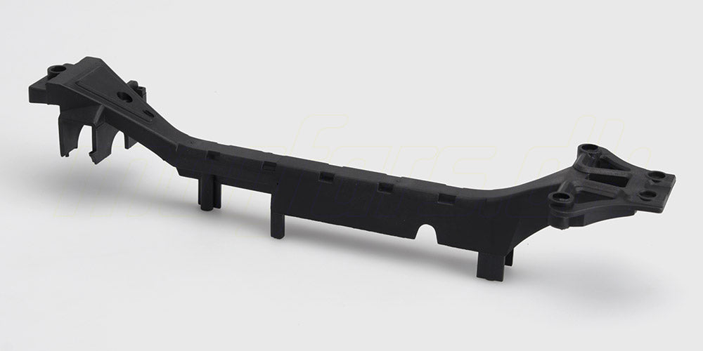 Sort Fishbone V2 karosseridel i plast til fjernstyret bil set tæt på.