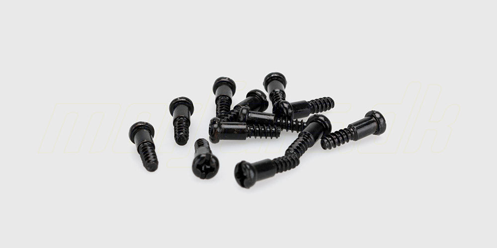 Sort skrue med delgevind i størrelsen 3x6.5-3,5x5 mm til montering på en fjernstyret bil.