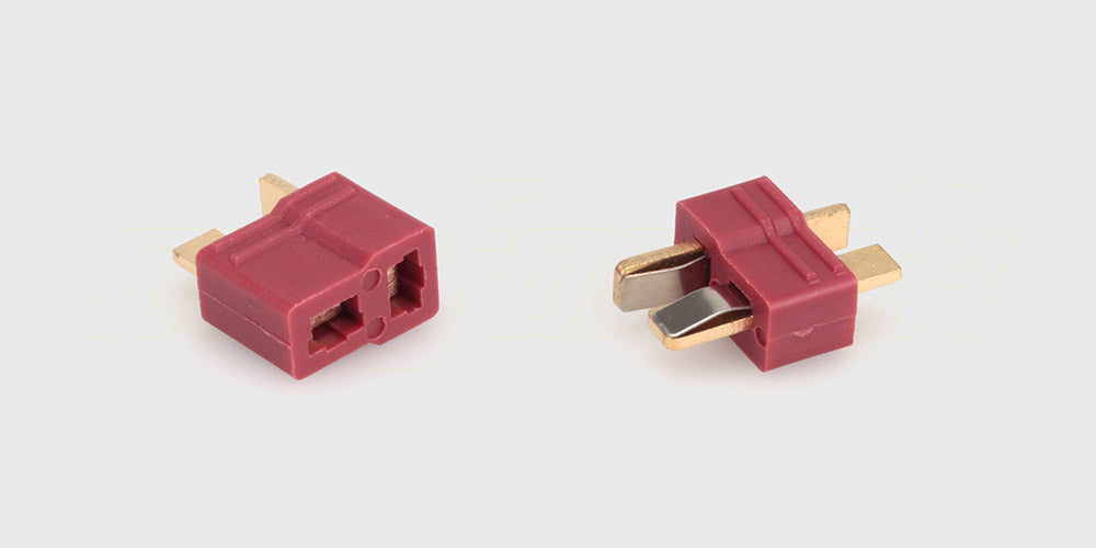 Røde Deans T-Plug batteristik sæt med både han- og hun-stik til fjernstyrede biler.