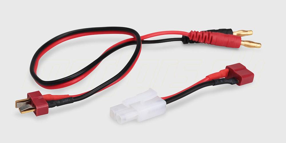 Sort Charger LN3 LiPo og LiFe balanceret batterioplader vist med tilhørende ladekabler og stik.