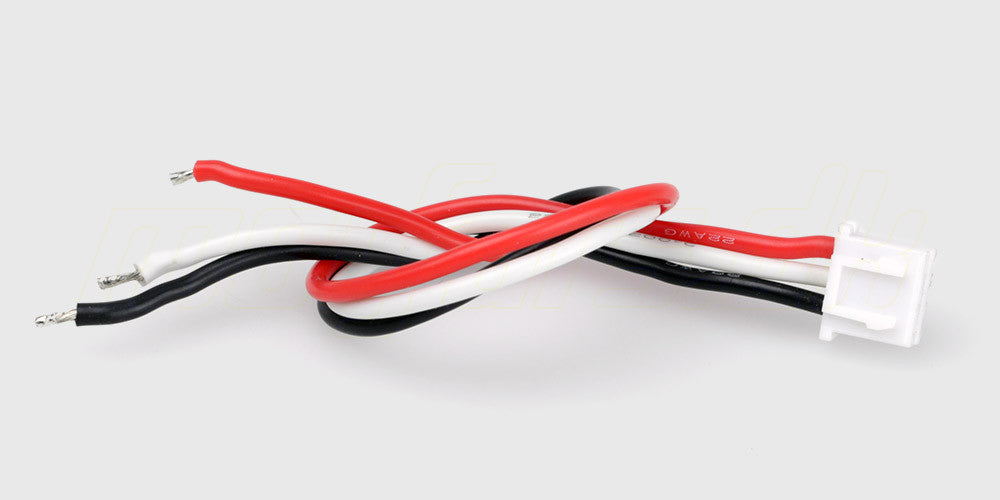 To hvide JST-XH balance stik med farvede ledninger til 2S og 3S Li-Po batterier.