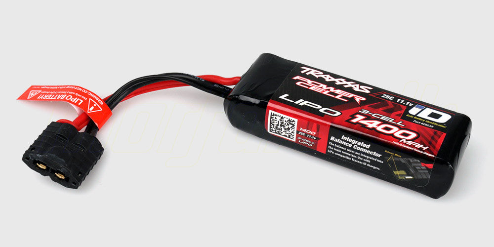 Traxxas Power Cell 11,1V 1400mAh 3S LiPo batteri med iD-stik til Traxxas 1/16 VXL modeller.