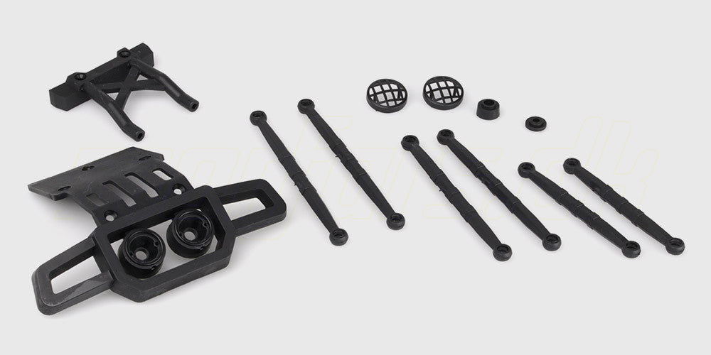 Bumper linkage set med metalstænger og plastled til montering af kofanger på fjernstyret bil.