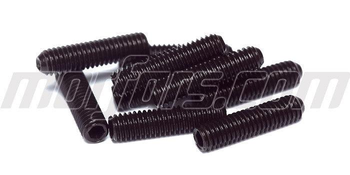 Sæt med to sorte 3x12mm pinolskruer i metal til montering af dele på fjernstyrede biler.