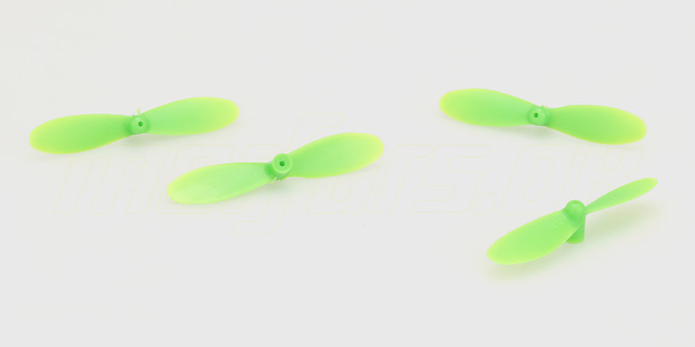 Sæt med fire sorte propeller til Thunder Glow drone vist på en hvid baggrund.