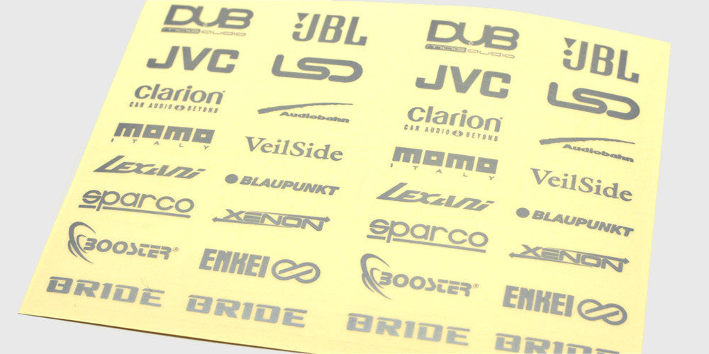 Stylez klistermærker med forskellige logoer og symboler til dekoration af RC biler.