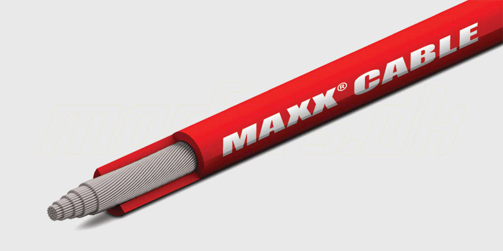 Nærbillede af sort strømkabel med Traxxas High-Current stik til Power Cell 7.4V 7600mAh batteri.