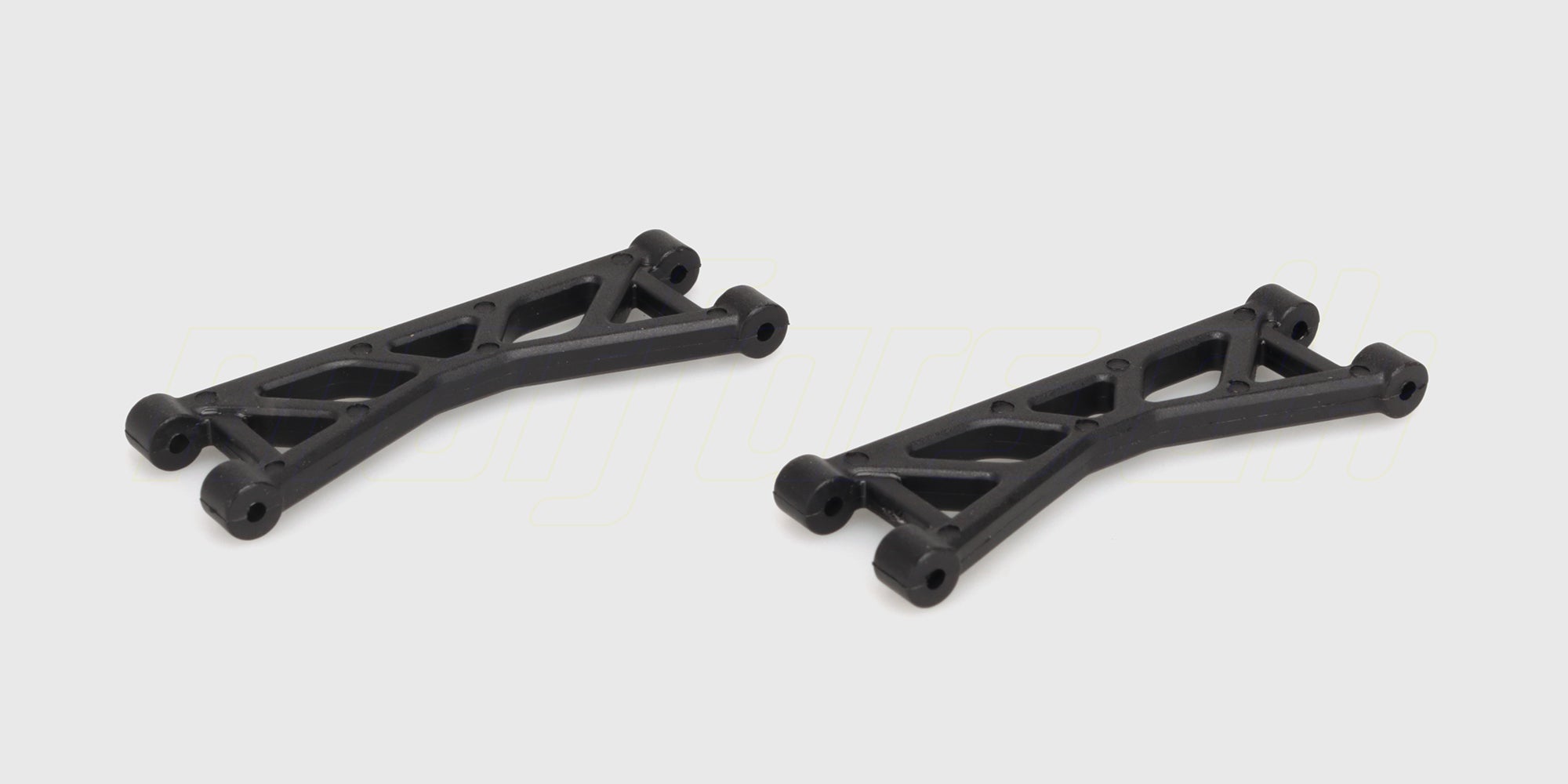 To sorte Hurricane XL upper links i plast til montering på en fjernstyret bil.
