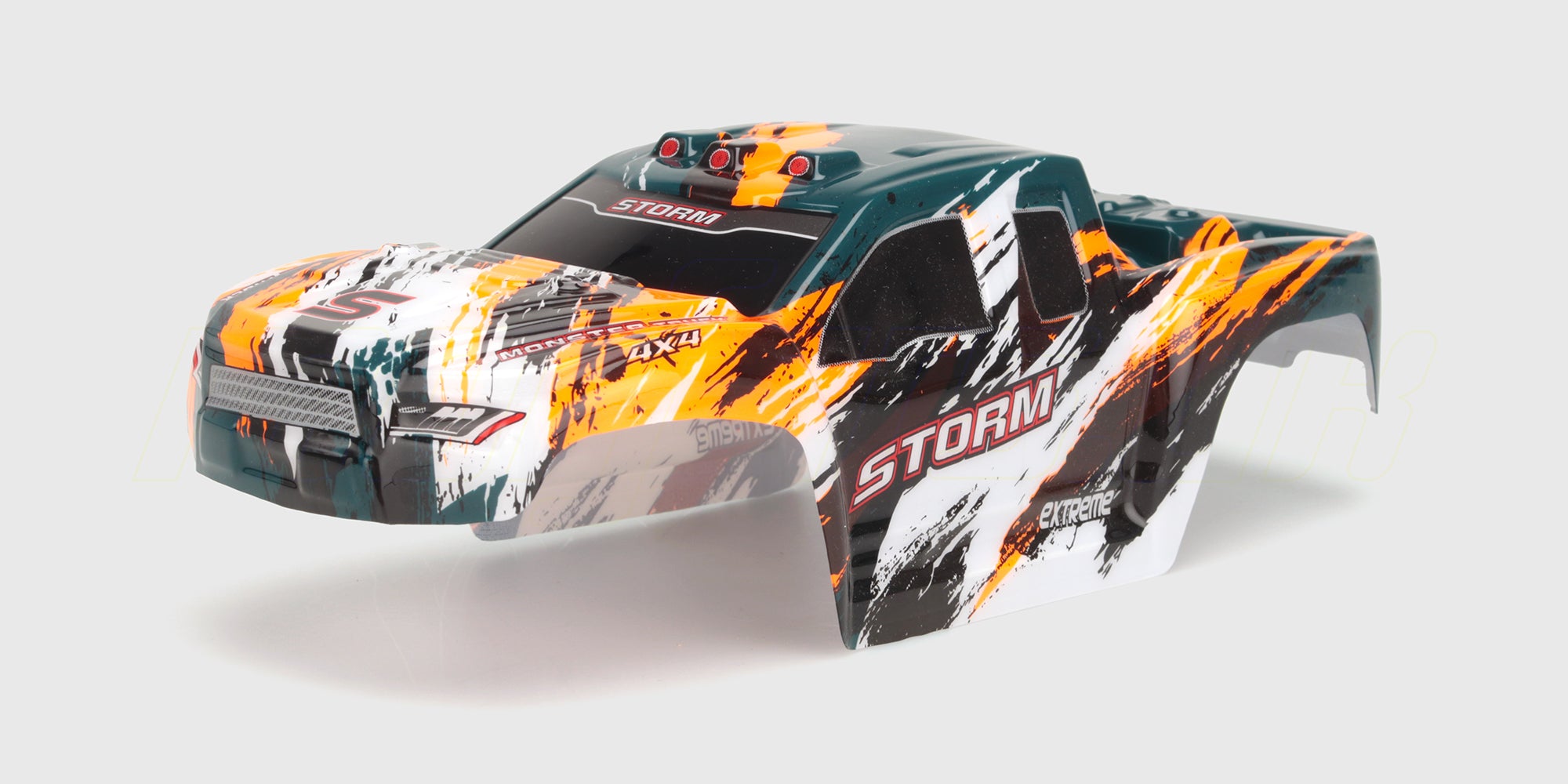 Sort Hurricane Body karrosseri med røde og hvide detaljer til fjernstyret bil.