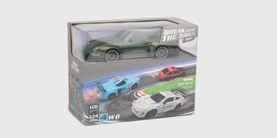 BTD Drifter fjernstyret bil i strømlinet design med specialdæk til præcisionsdrift på asfalt.