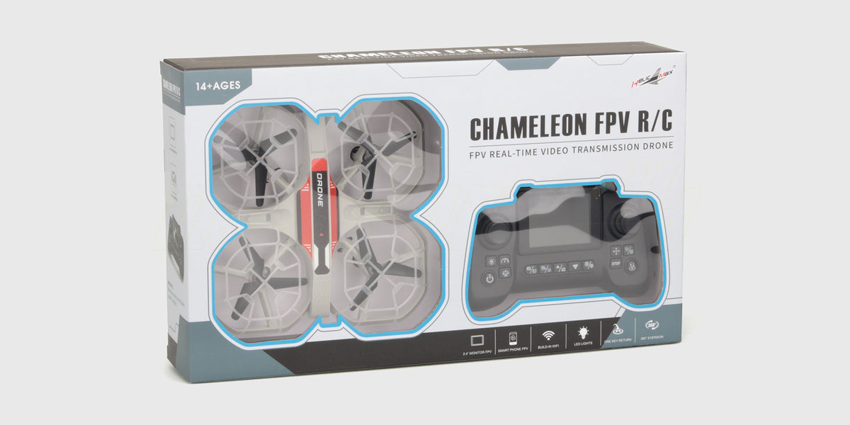 Emballage til Chameleon FPV Drone med sender med indbygget skærm