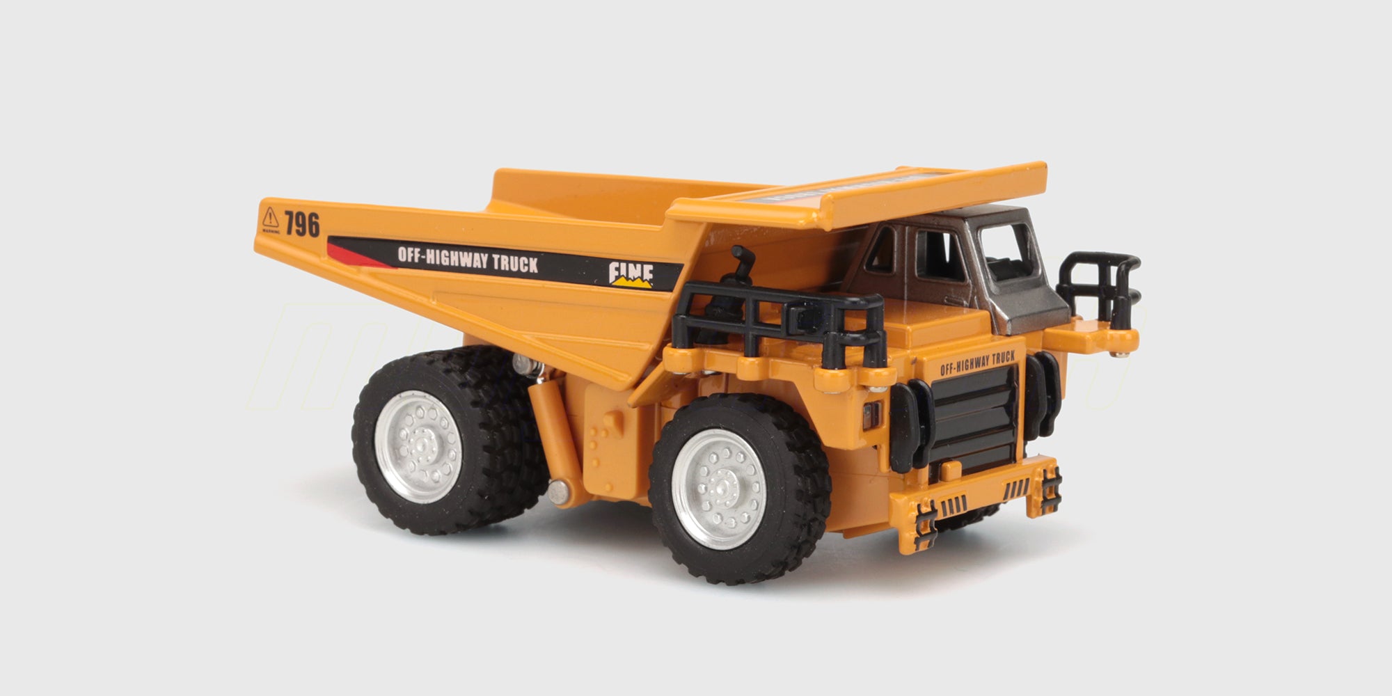 Gul Mini Engineering Car dumper set skråt forfra