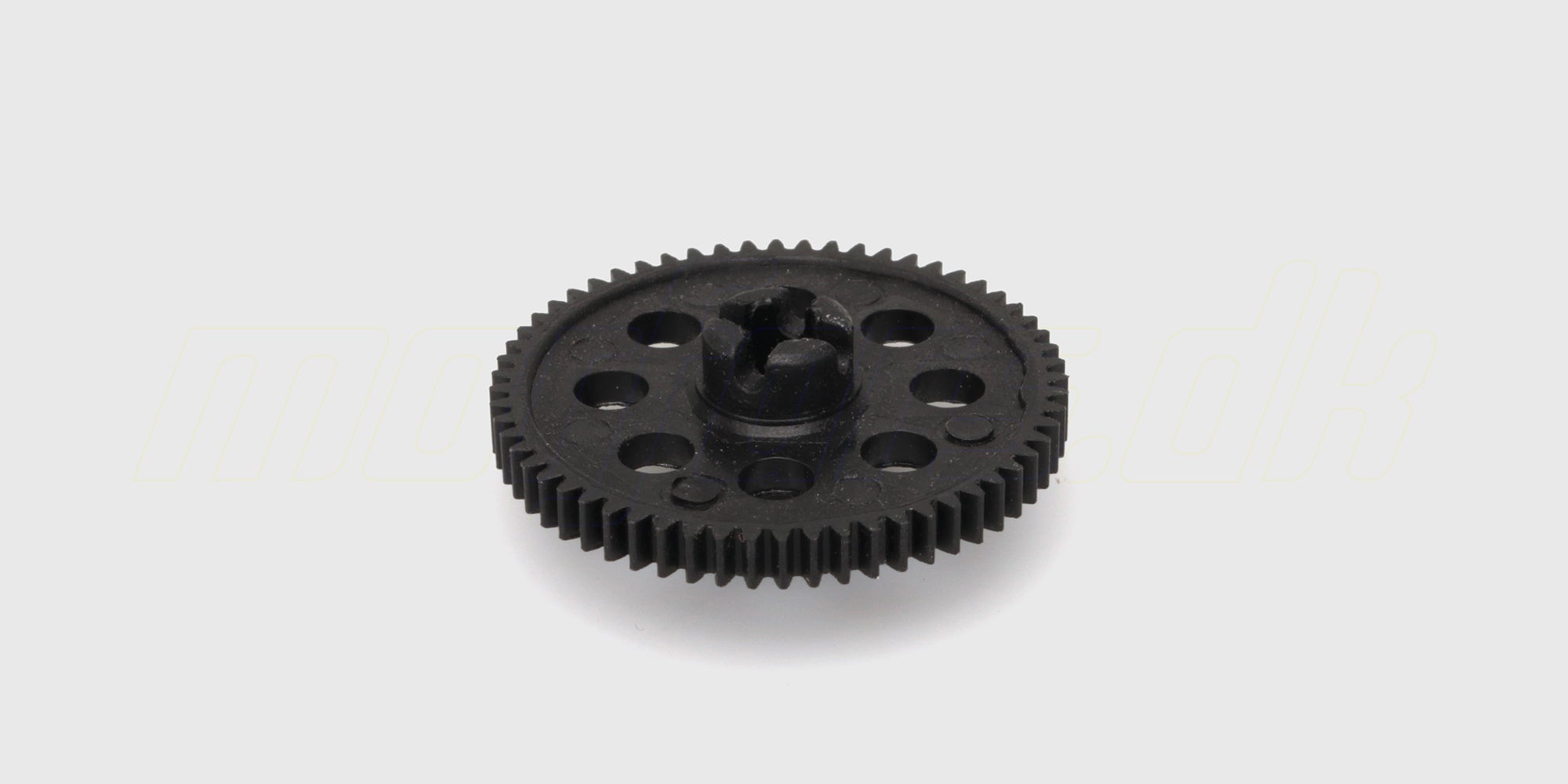 Sort Hurricane spur gear tandhjul i plast til fjernstyret bil vist på en hvid baggrund.