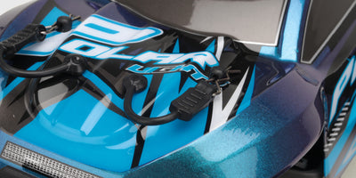 Hurricane XL fjernstyret monster truck med store offroad-hjul og blåt karrosseri 