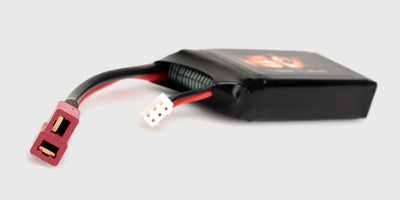 LiPo 1500mAh 7,4V genopladeligt batteri til fjernstyrede biler med hvidt balancestik og rødt JST-stik.