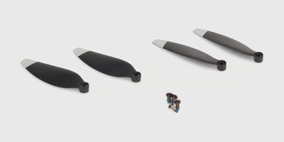 Sæt med fire sorte propeller til Drone XY02 Brushless vist på hvid baggrund.