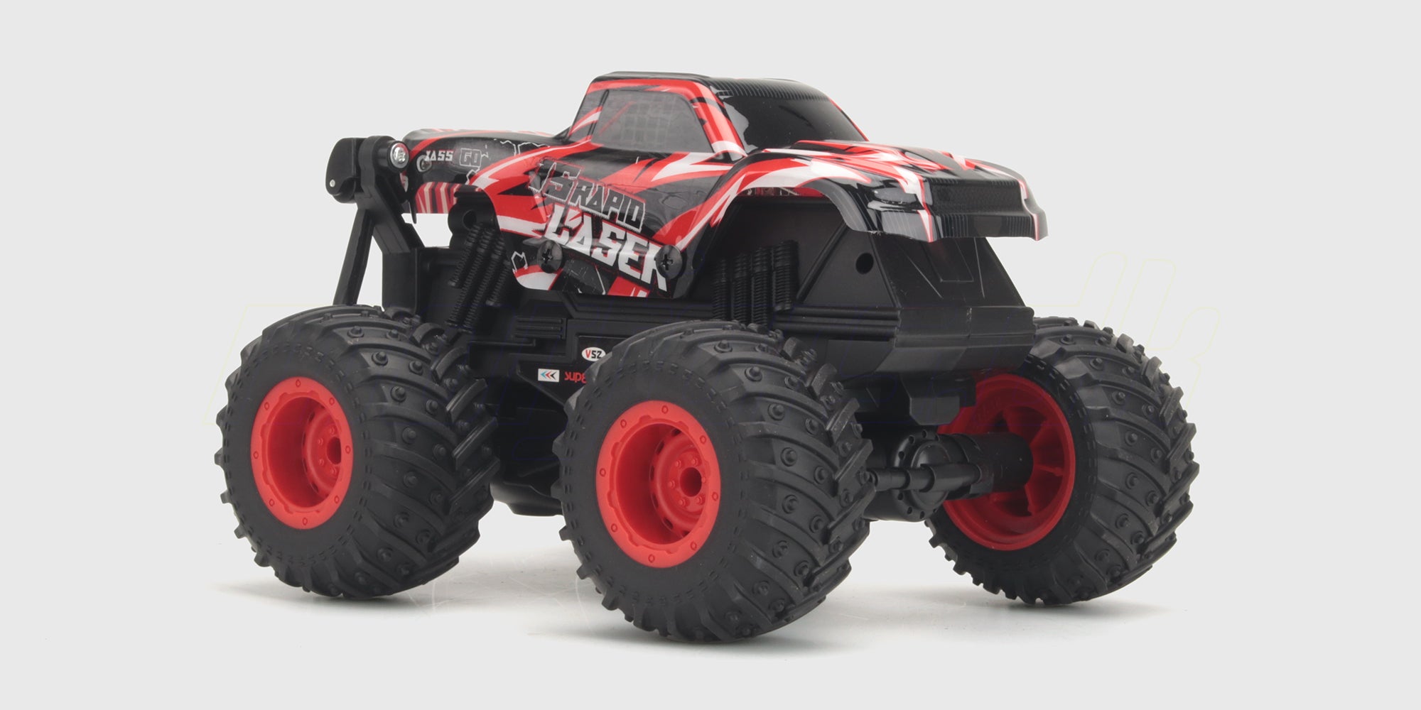 Orange Firedance Stunt Truck fjernstyret bil med store skumhjul og 360-graders spin-funktion på hvid baggrund.