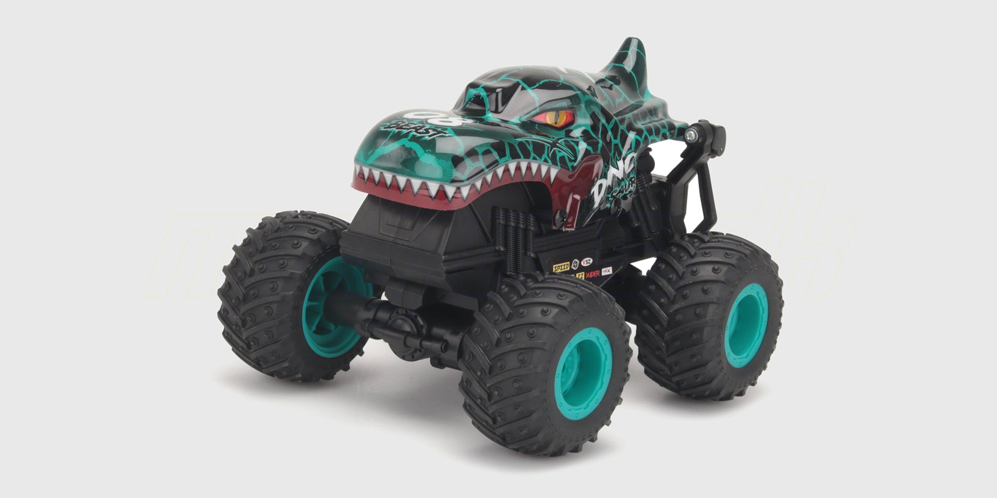 Rød Firedance Stunt Truck fjernstyret bil med store offroad-hjul og robust karrosseri til stunts.