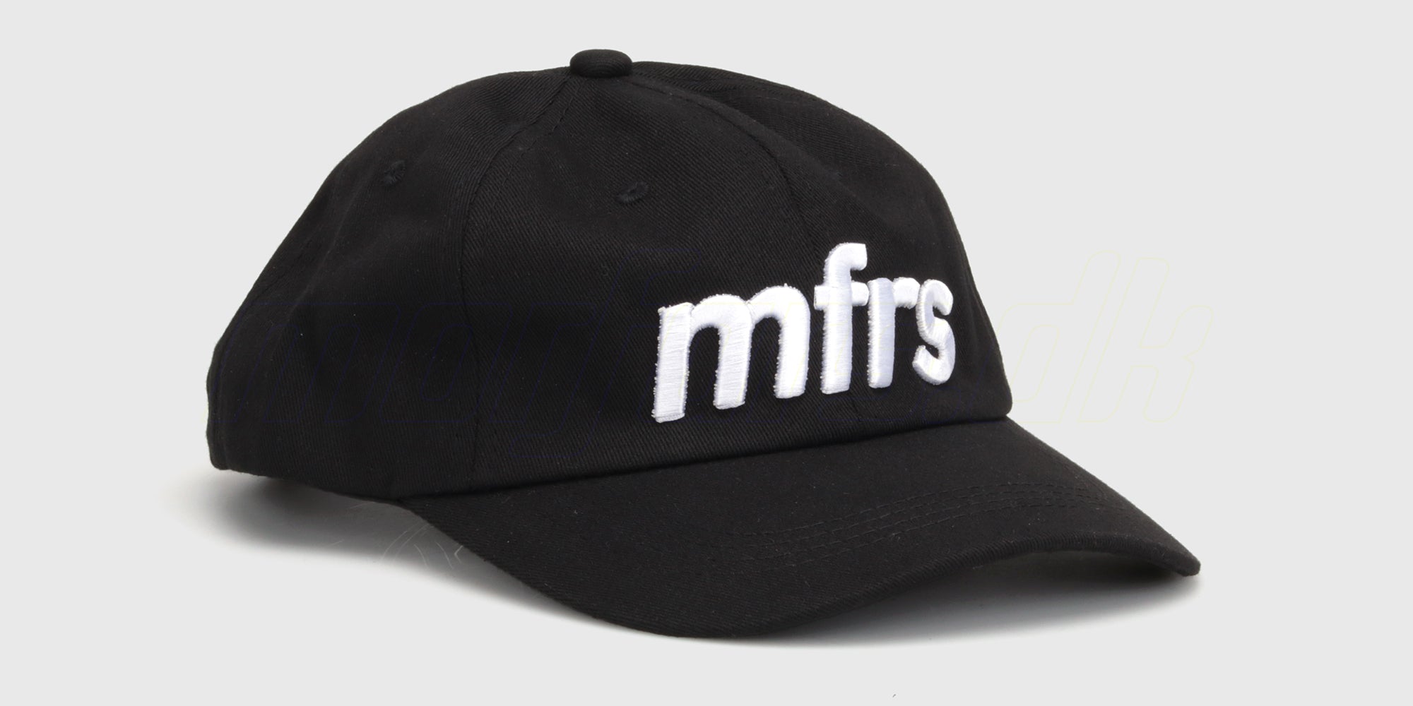 Tre forskellige Morfars.dk kasketter i sort og grå med hvidt broderet logo.