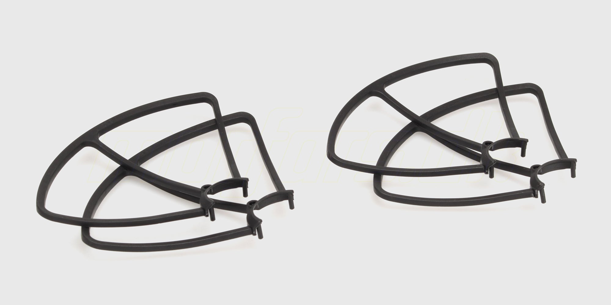 Sæt med fire sorte propelbeskyttere i plast til STX8B drone vist på en hvid baggrund.