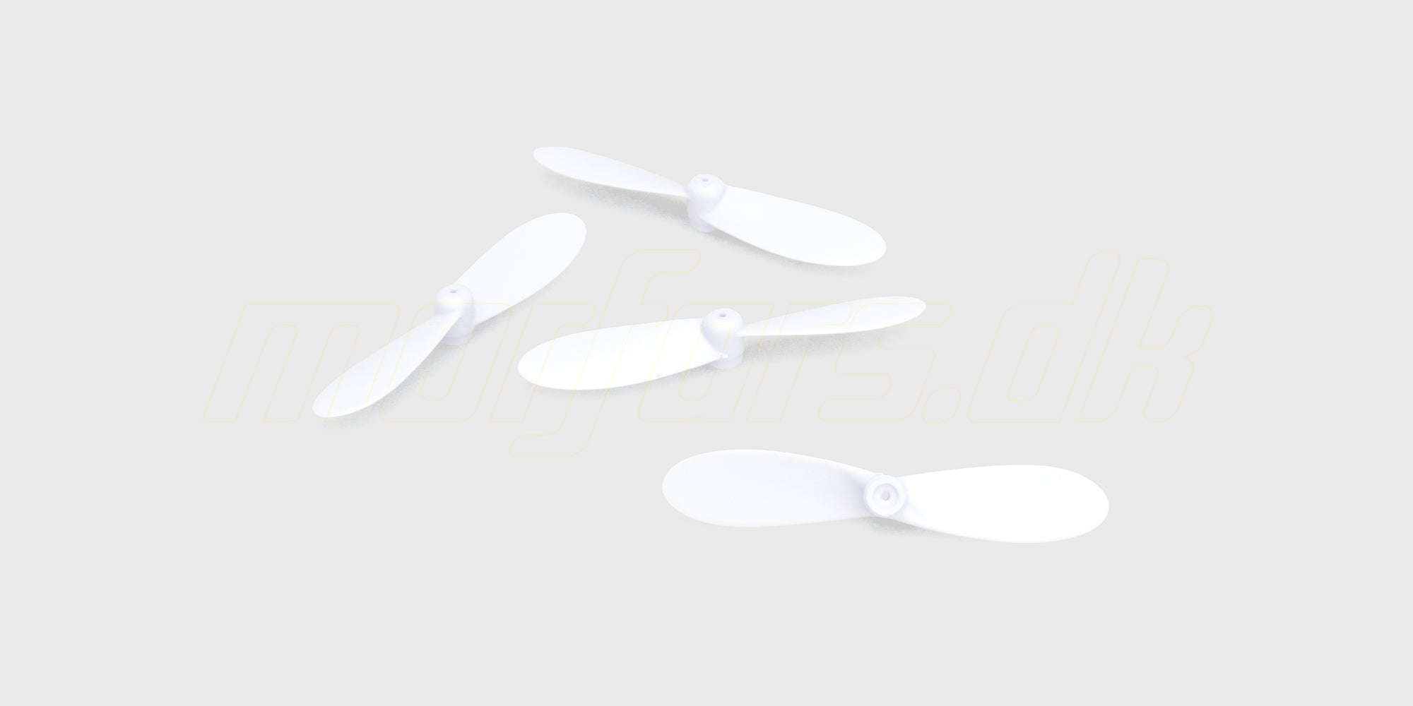 Sæt med fire hvide propeller til Drone Super Glow med selvlysende effekt til natflyvning.