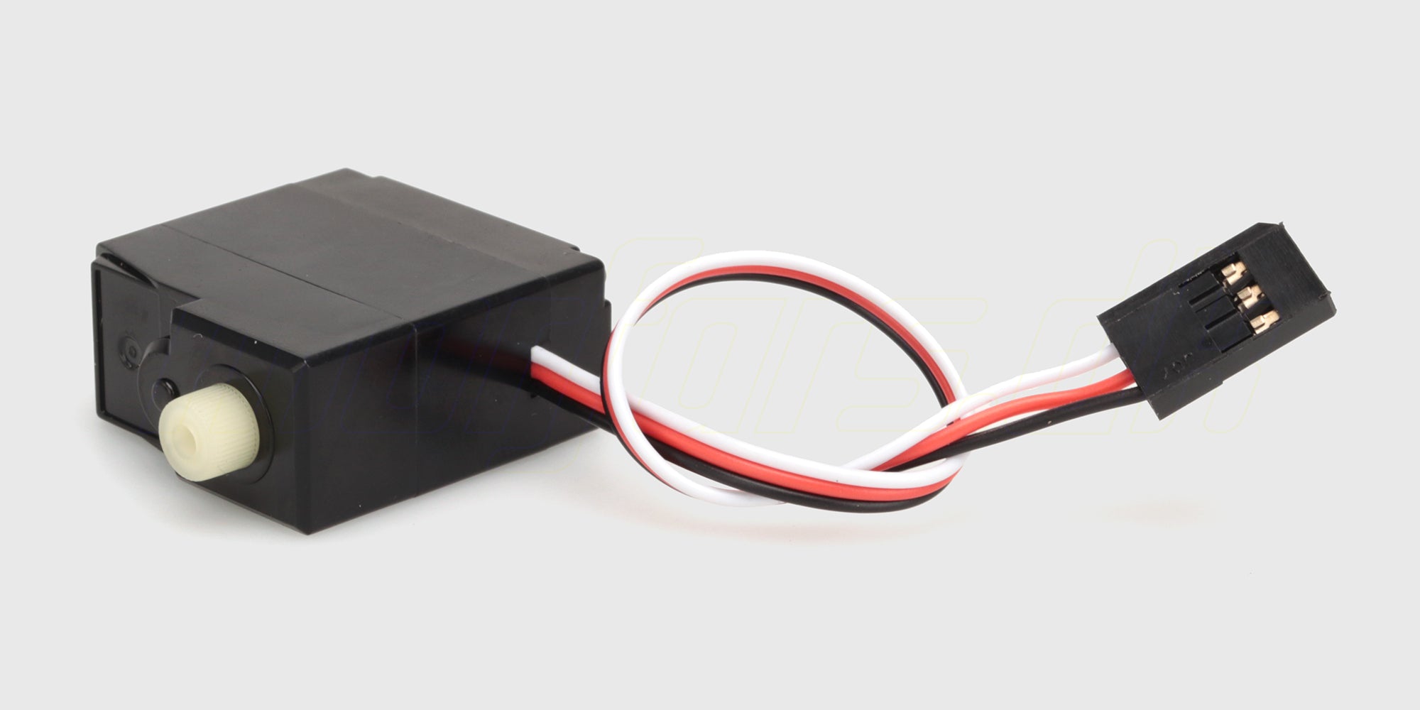 Sort HyperGo servo med tre-leddet kabel og hvidt stik til MJX Hyper Go fjernstyrede biler.