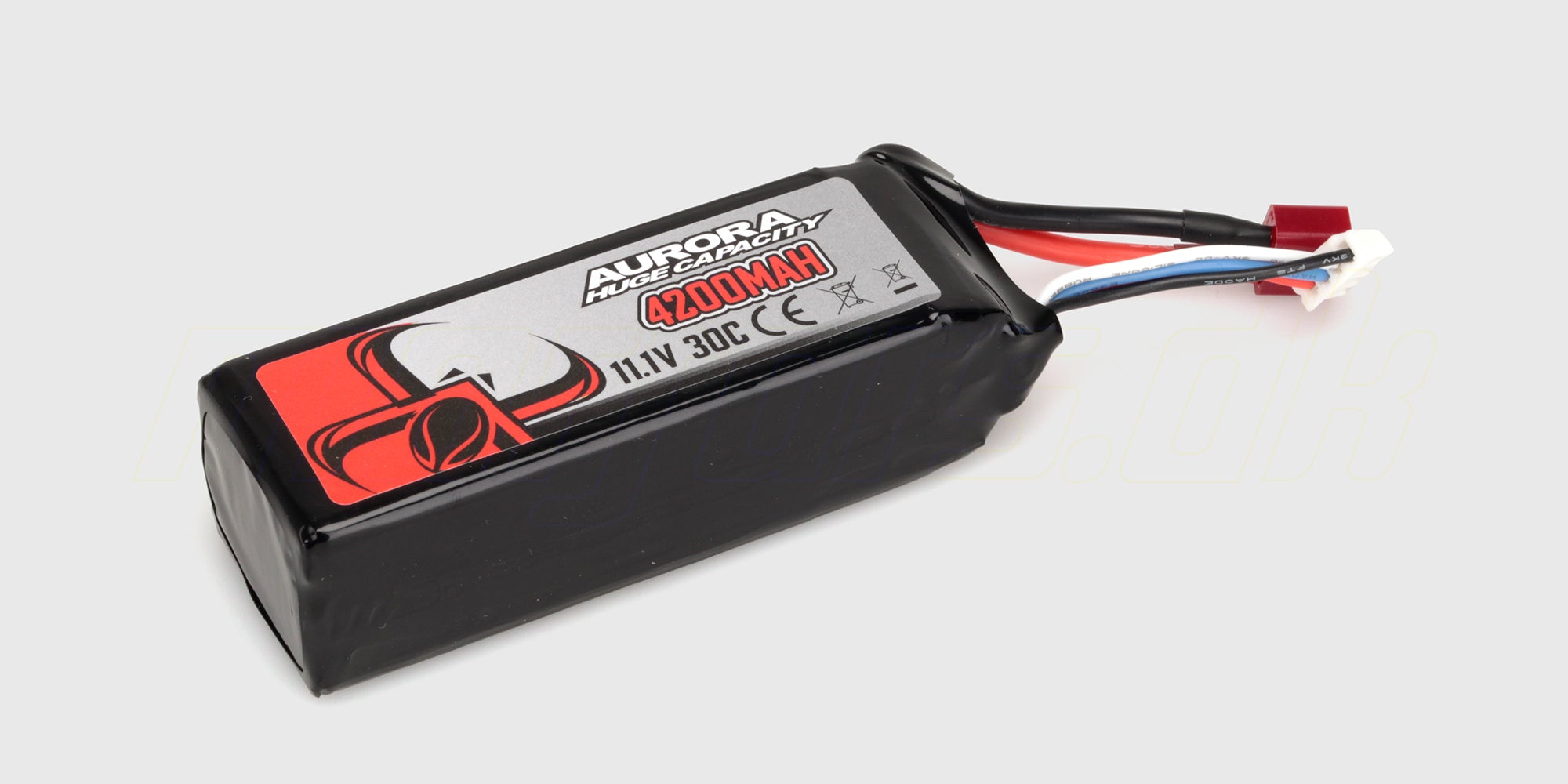 Kraftfuldt LiPo 4200mAh 11,1V 3S batteri i sort hardcase med gult XT60-stik til fjernstyrede biler.