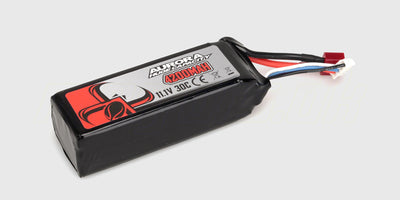 Kraftfuldt LiPo 4200mAh 11,1V 3S batteri i sort hardcase med gult XT60-stik til fjernstyrede biler.