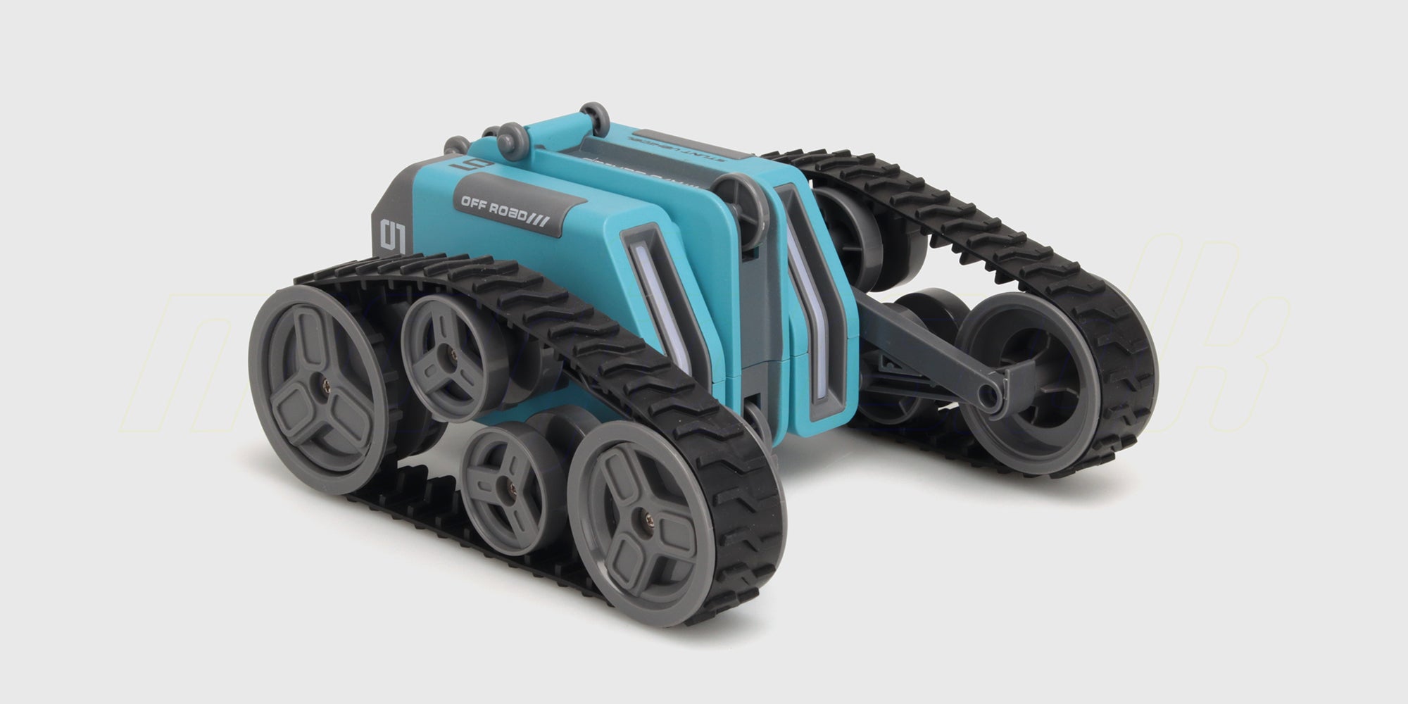 Blå og sort fjernstyret Stunt Tank med larvefødder til vilde tricks og kørsel i terræn.