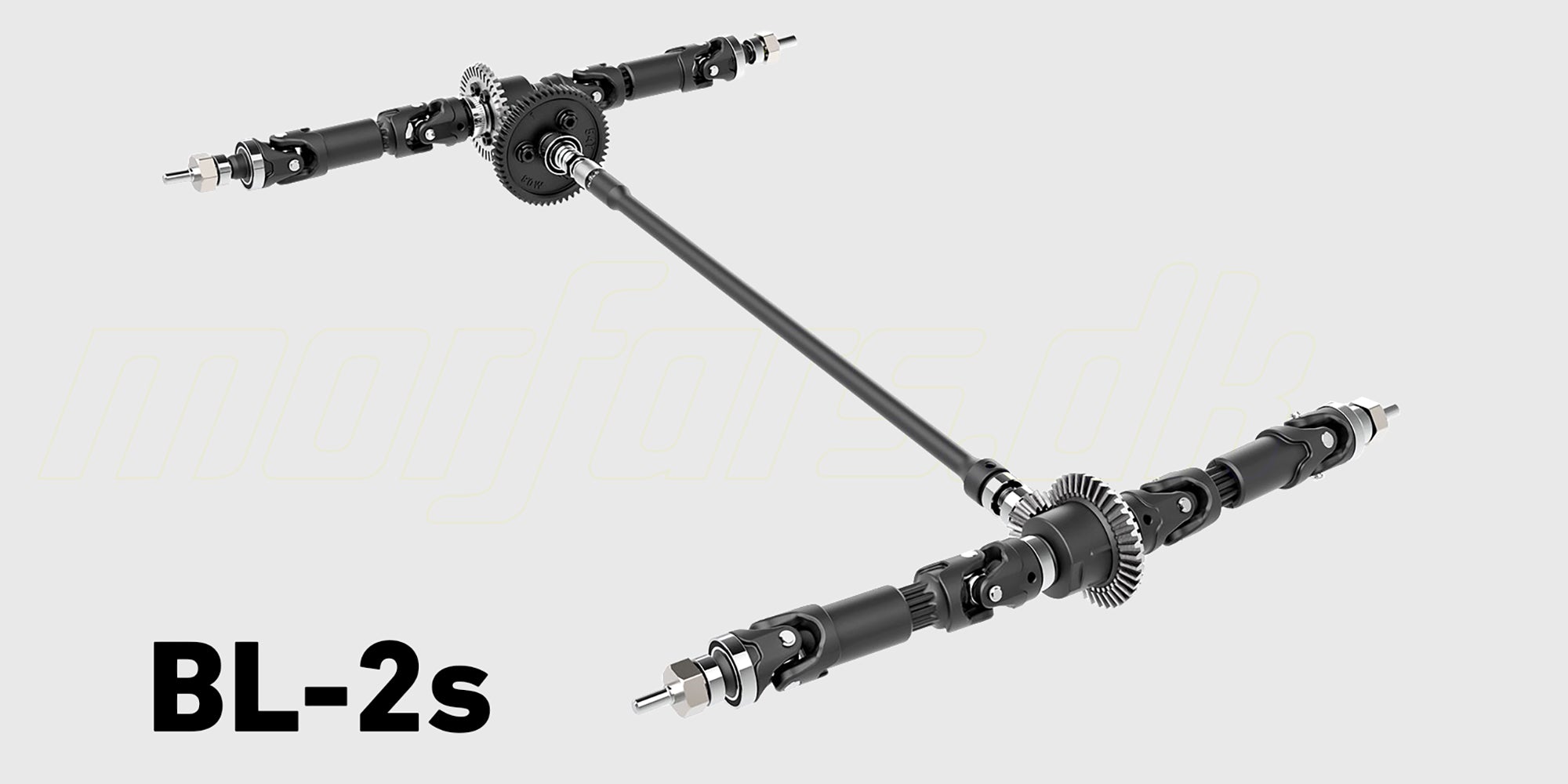 Blå Traxxas Ford Fiesta ST Rally Brushless fjernstyret bil i 1:10 skala set forfra på hvid baggrund.