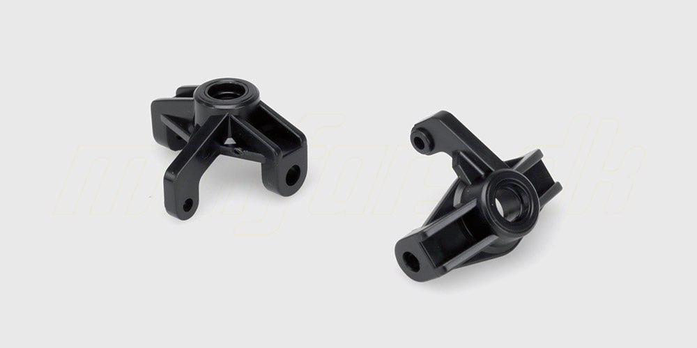 Sæt med to sorte Z06 front wheel seats i plast til ophæng på en fjernstyret bil.