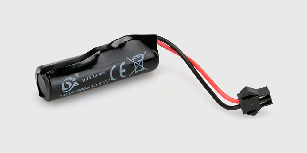 Genopladeligt 14500 Li-ion 3,7V 500mAh batteri med SMP-stik til fjernstyret kampvogn.