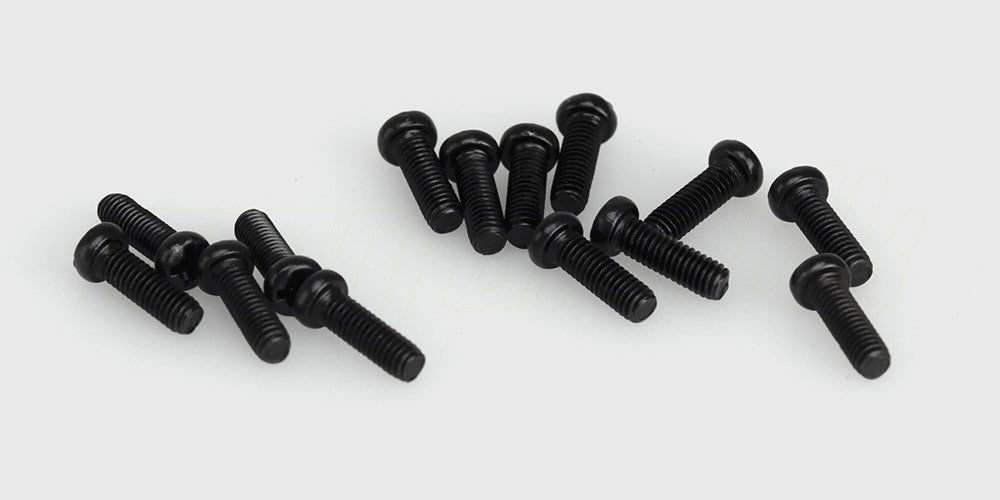 Rundhovedet maskinskrue med mm-gevind i størrelse 2.5x8 til fjernstyrede biler.