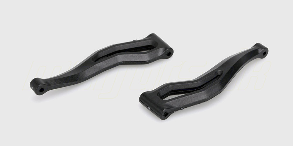 Sort øvre bærearm i plast til baghjulsophæng på en Spirit XL fjernstyret bil.