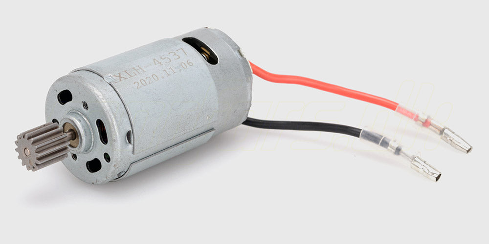 Kraftfuld Spirit XL 390 elmotor i metal til fjernstyrede biler vist på en hvid baggrund.