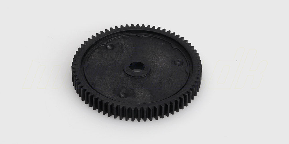 Hvidt Spur Gear V2 hovedtandhjul i plast til transmissionen i en fjernstyret bil.